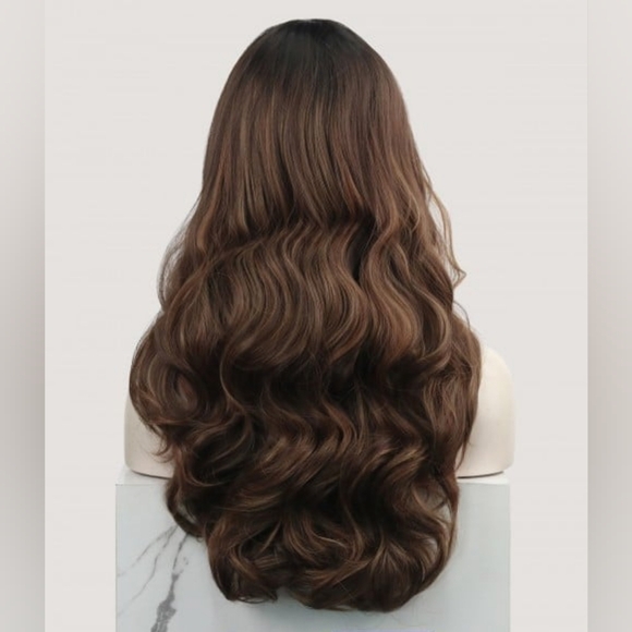 Uniwigs Loco Cocoa Brunette Balayage T-Part Synthetic Lace Front Wig - Picture 3 of 4